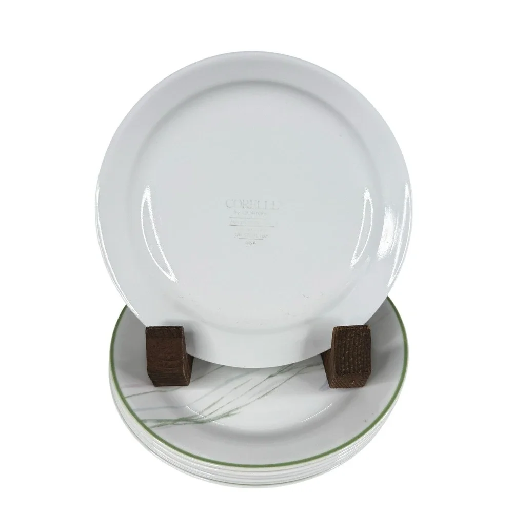 Corelle Shadow Iris Salad plates - Set of 7 - Green Edge - 7.25" Plates - Picture 2 of 6